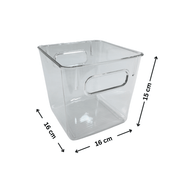 Clear Multi-Use Storage Tub With Lip – Medium, perfect for kitchen organisation and pantry storage, measuring 16cm x 16cm x 15cm.