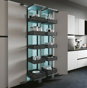 Slide Out Tall Pantry Unit 450mm & 600mm in modern kitchen, showcasing efficient pantry organisation with storage organisers.