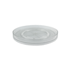 Clear round rotating tray, ideal for pantry storage and kitchen organization.