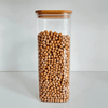 Clear pantry jar with bamboo lid filled with chickpeas, ideal for home organisation, kitchen containers, and pantry storage in Australia.