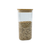 Square glass storage jar with bamboo lid, 1250ml, filled with lentils, ideal for pantry organization.