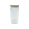 Square glass storage jar with bamboo lid, 1250ml, ideal for pantry or fridge organization.