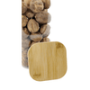 Square glass storage jar with bamboo lid, perfect for pantry or fridge organisation.