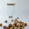 Square glass storage jar with bamboo lid, 1500ml, ideal for pantry or fridge organizing.