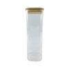 Square glass storage jar with bamboo lid, 2300ml; ideal for pantry organisation.