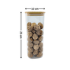 Square glass jar with bamboo lid, 1500ml, filled with nuts. Perfect for pantry storage and kitchen organisation. Measures 25cm x 10cm.