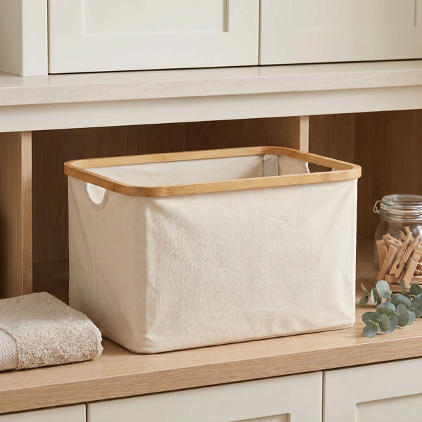 Beige Linen Basket โ Large Without Handle