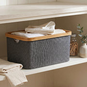 Dark Grey Linen Basket – Large Without Handle
