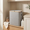 Large Dark Grey Linen Storage Basket with Mesh Lid
