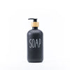 Black Glass Pump Bottle – 500 ml Refillable Dispenser for kitchen or bathroom soap storage. Enhances kitchen organisation.