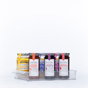 Clear Stackable Tub With Lip – Large storing jars of jam and peanut butter, ideal for pantry organisation or kitchen storage.