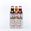 Small Clear Stackable Organiser holding sauce bottles and chickpeas, ideal for efficient pantry organisation and kitchen storage.
