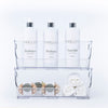 Large Clear Stackable Organiser with toiletries and towels, ideal for bathroom storage organisers and efficient space use in small areas.