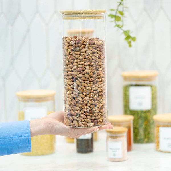 Round Glass Bamboo Storage Jars β 8 Sizes