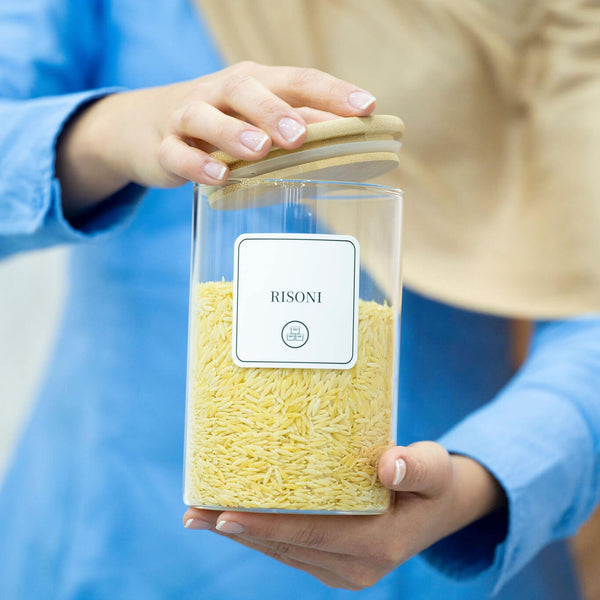 Round Glass Bamboo Storage Jars โ 8 Sizes
