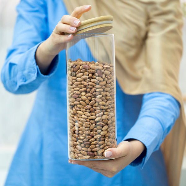 Round Glass Bamboo Storage Jars β 8 Sizes