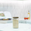 Round Glass Acacia Storage Jar with lid on kitchen counter, ideal for pantry organisation, part of 5 Pack storage organisers set.