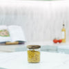 Round Glass Acacia Storage Jar Set – 5 Pack used for kitchen pantry organisation with pasta inside, enhancing drawer storage.