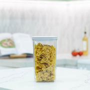 White Airtight Container with Twist Lock – 2100ml filled with pasta, ideal for kitchen organisation and pantry storage.