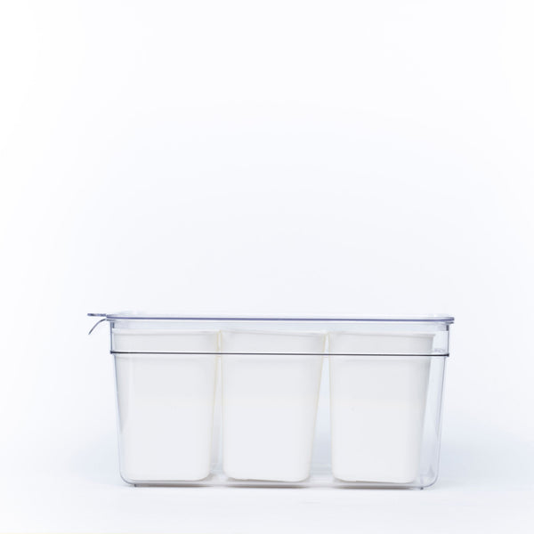 Triple Clear Fridge Organiser with Removable Baskets for efficient kitchen and pantry storage. Ideal fridge organisers for kitchen use.