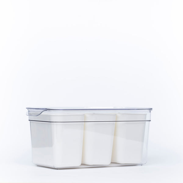 Triple Clear Fridge Organiser with removable baskets for efficient storage in kitchen pantries, ideal for fridge organisation.