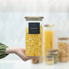 Square Acacia Lid Glass Jars – 5 Sizes used for pantry organisation, featuring couscous storage for efficient kitchen organisation.