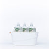 Small White Storage Tub – Stylish with Wooden Handles, perfect for kitchen organisation, holding soap bottles for under sink storage.