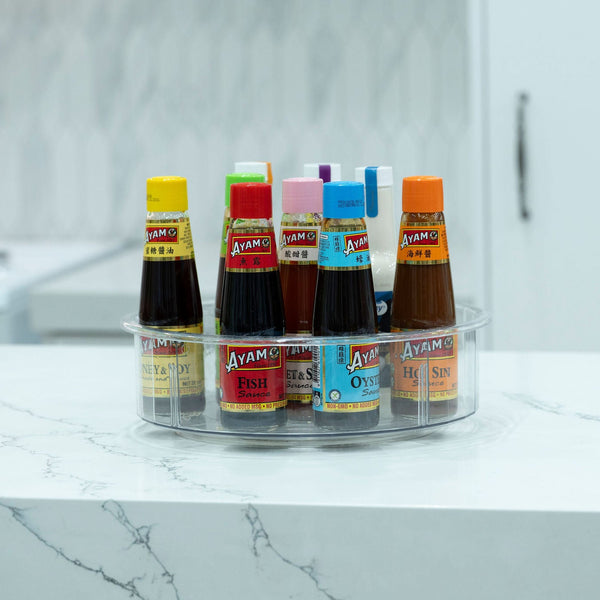 Tall Round Clear Rotating Tray - Lazy Susan