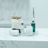 Stackable Round Bamboo Glass Jar – 450ml used for stylish bathroom storage, part of kitchen and pantry organisation solutions.
