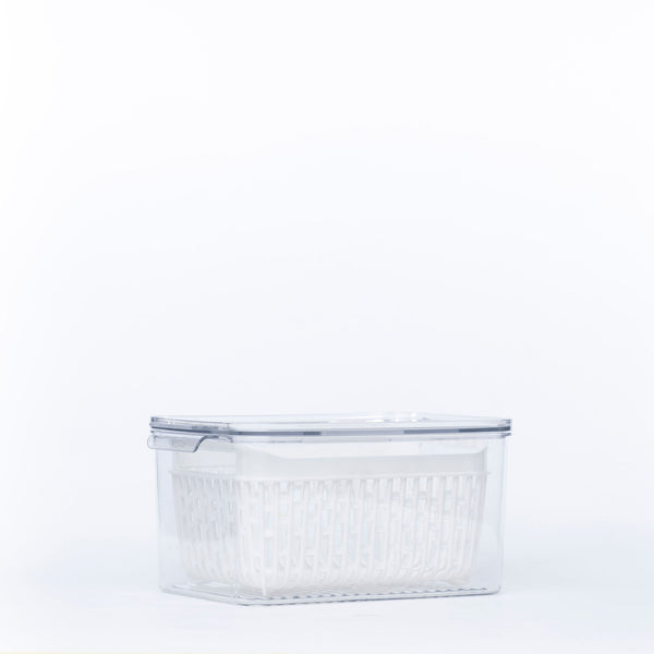 Fridge Storage Container with Single Basket, ideal for kitchen organisation, keeping food fresh with clear design in fridge organisers.
