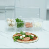 Condiment Serving Container – 4 Inserts with Tongs for kitchen organisation, holding mushrooms, greens, cured meat, and onions.