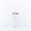 Bamboo Glass Drinking Jar Set – 500ml with Straw, ideal for storage organisers in kitchen pantry or fridge, promoting eco-friendly use.