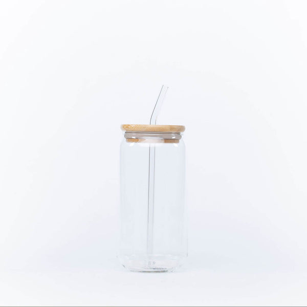 Bamboo Glass Drinking Jar Set β 500ml with Straws
