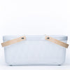 Large White Mesh Basket with Wooden Handles ideal for pantry organisation, perfect as storage organisers or under sink storage solutions.