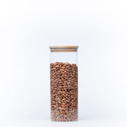 Glass Container with Bamboo Lid – 1750ml Storage Jar filled with beans for pantry organisation and kitchen storage.