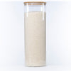 Large Glass Storage Jar with Bamboo Lid 6.4L used for rice storage, perfect for kitchen and pantry organisation.