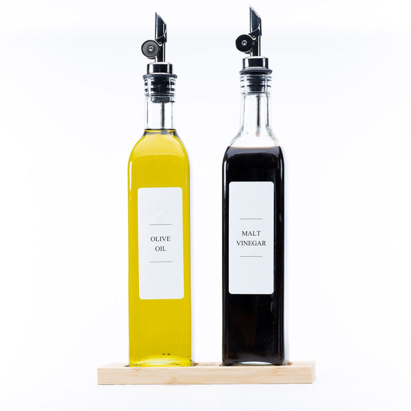 Clear Oil & Vinegar Bottle – 500 ml on kitchen counter for efficient storage and pantry organisation. Ideal for kitchen organisation.