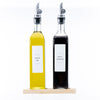 Bamboo Tray for Square Oil Bottles showcasing olive oil and vinegar for efficient kitchen or pantry organisation.