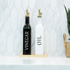 Black Oil and Vinegar Bottle – 500ml Modern Glass Dispenser in a kitchen setting for pantry organisation.