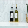 Clear Oil & Vinegar Bottles with Bamboo Tray – 500 ml, perfect for kitchen and pantry organisation, enhancing storage with style.