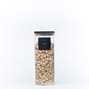 Square Acacia Lid Glass Jar filled with pistachios for pantry organisation, offering a stylish kitchen storage solution.