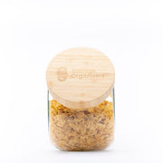Round Tilt Glass Jar with Bamboo Lid – 4 L filled with cereal, ideal for kitchen and pantry organisation. Perfect glass jar storage solution.