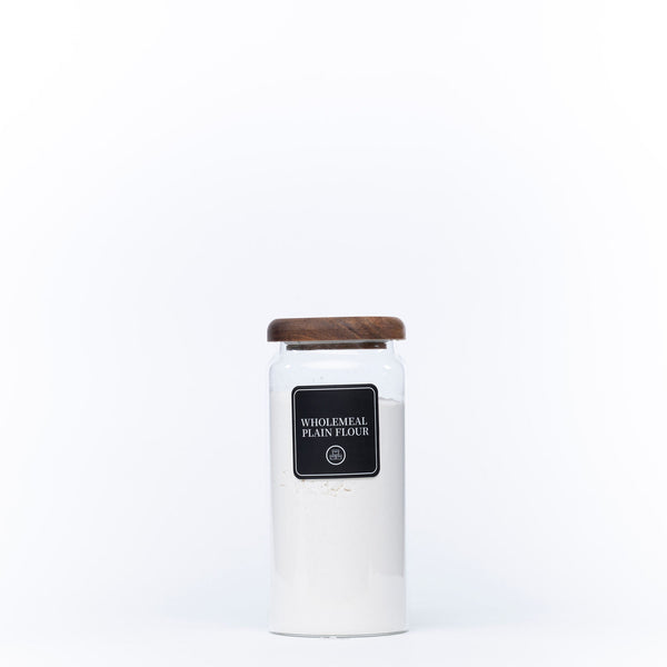 1200ml Acacia Glass Jar – Airtight Kitchen Storage for pantry organisation, storing wholemeal flour. Ideal glass jar for kitchen use.