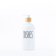 White Glass Pump Bottle – 500 ml Refillable Dispenser for kitchen organisation, ideal for soap or liquid storage on countertops.