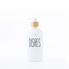 White Glass Pump Bottle – 500 ml Refillable Dispenser for kitchen organisation, ideal for soap or liquid storage on countertops.