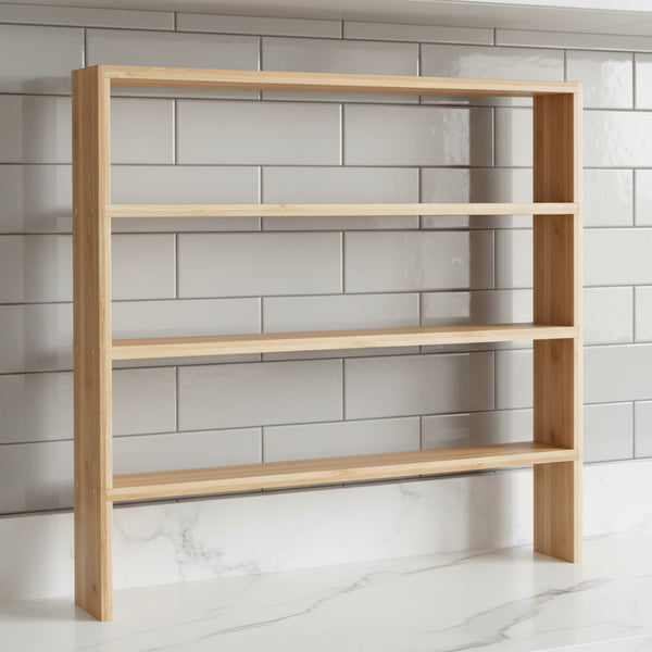 Bamboo Standing 4-Tier Shelf for efficient kitchen and pantry organisation, enhances space with style in storage organisers.