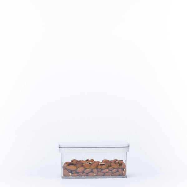 Clear Airtight Stackable Containers – 4 Sizes filled with nuts, ideal for kitchen and pantry organisation and storage organisers.