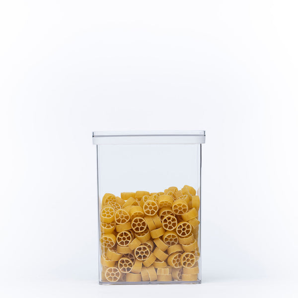 Clear Airtight Stackable Containers – 4 Sizes filled with pasta for efficient pantry organisation and kitchen storage.