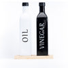 Black Oil and Vinegar Bottle – 500ml Modern Glass Dispenser on kitchen counter for efficient pantry organisation.