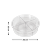 Tall round clear rotating tray with partitions, perfect for kitchen storage organizer.